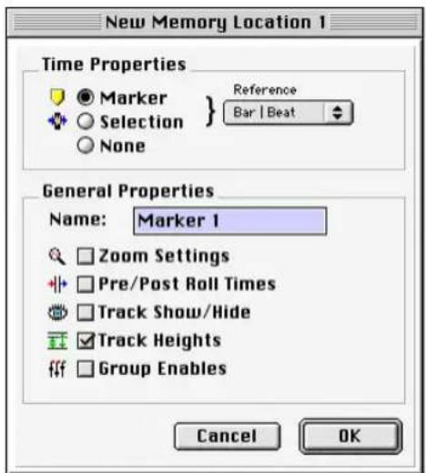 Avid Pro Tools 5.1 - Propiedades de ubicaciones de memoria - 1