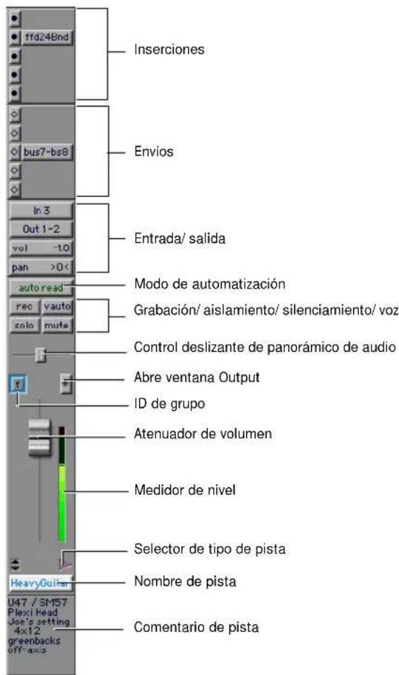 tfd248nd Inserciones envíos In 3 Out 1-2 vol -1.0 pan >0< autoread rec yauto solo mute Entrada/ salida Modo de automatización Grabación/ aislamiento/ silenciamiento/ voz Control deslizante de panorámico de audio Abre ventana Output ID de grupo Atenuador de volumen Medidor de nivel Selector de tipo de pista Nombre de pista Comentario de pista HeavyGuitar U47 / SM57 Plexi Head Joe's setting 4x12 greenbacks off-axis