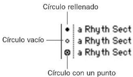 Círculo rellenado • a Rhyth Sect ○ a Rhyth Sect ⊗ a Rhyth Sect Círculo vacío Círculo con un punto