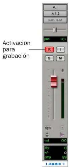 Activación para grabación A1 A 1:2 auto road pan >0 R S M dyn vol 00 dly Q m^ Q cmp 89 1 Audio 1