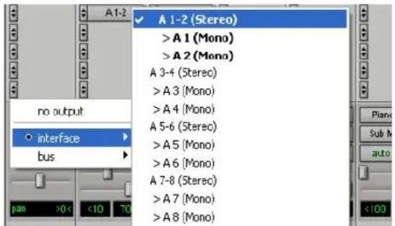 A1-2 ✓ A 1-2 (Stereo) >A 1 (Mono) >A 2 (Mono) A 3-4 (Sterec) >A 3 (Mono) >A 4 (Mono) A 5-6 (Sterec) >A 5 (Mono) >A 6 (Mono) A 7-8 (Sterec) >A 7 (Mono) >A 8 (Mono)