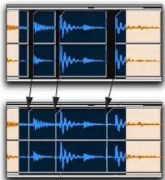 Avid Pro Tools 6.7 - Para recortar desde un punto de inicio para llenar espacios: - 1