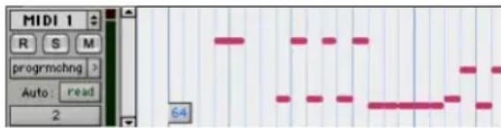 Avid Pro Tools 6.7 - Para insertar un cambio de programa con la herramienta de líneas: - 1