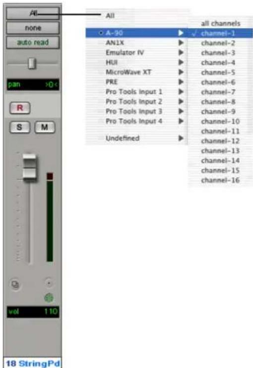 Avid Pro Tools 6.7 - Para asignar una entrada de pista MIDI: - 1