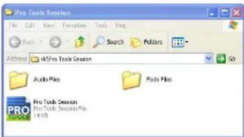 Pro Tools Session File Edit View Favorites Tools Help Back Search Folders Address H:\Pro Tools Session Go Audio Files Fade Files Pro Tools Session Pro Tools Session File 14 KB