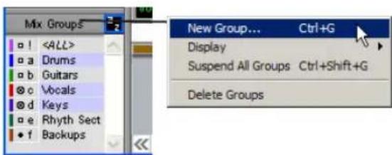 Avid Pro Tools 6.7 - Menú emergente Show/Hide Groups - 2