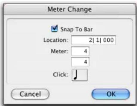 Meter Change Snap To Bar Location: 2| 1| 000 Meter: 4 4 Click: Cancel OK