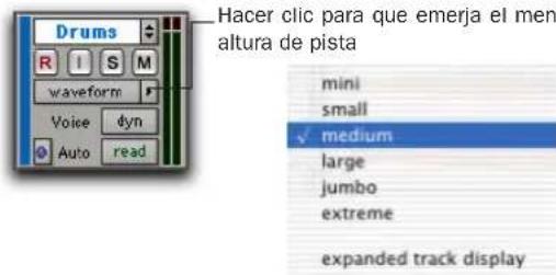 Drums Hacer clic para que emerja el men altura de pista mini small ✓ medium large jumbo extreme expanded track display