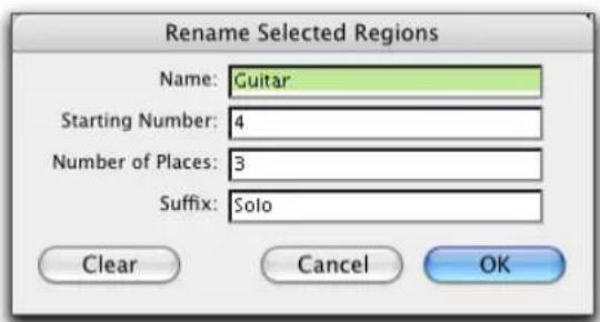 Avid Pro Tools 6.7 - Para definir opciones de asignación automática de nombre de una región: - 1