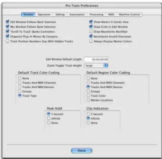 Avid Pro Tools 6.7 - Para cambiar opciones de codificación de color: - 1