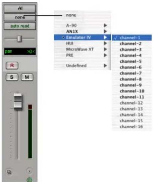 Avid Pro Tools 6.7 - Para asignar una pista MIDI (y todas sus regiones) a un canal de dispositivo MIDI específico: - 1
