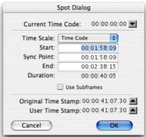 Avid Pro Tools 6.7 - Cuadro de diálogo Spot - 1