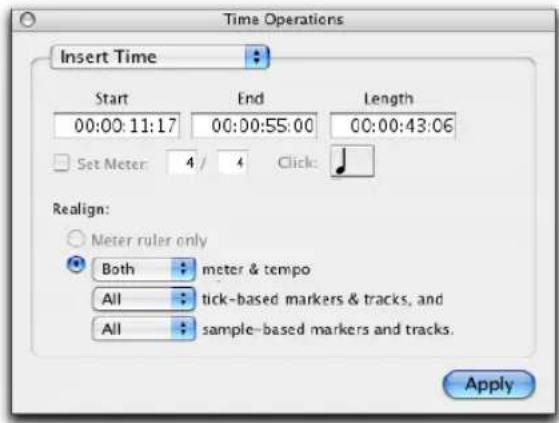 Avid Pro Tools 6.7 - Para abrir la página Insert Time: - 2