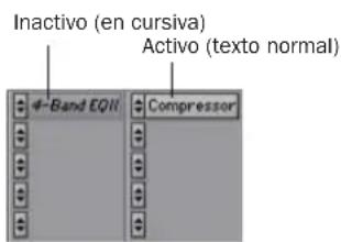 Inactivo (en cursiva) Activo (texto normal) 4-Band EQII Compressor