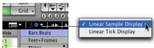 Grid Hide Bars:Beats Feet+Frames Linear Sample Display Linear Tick Display