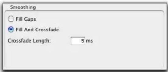 Smoothing Fill Gaps Fill And Crossfade Crossfade Length: 5 ms