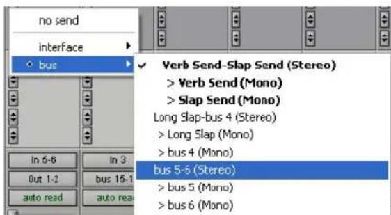 no send interface bus ✓ Verb Send-Slap Send (Stereo) > Verb Send (Mono) > Slap Send (Mono) Long Slap-bus 4 (Stereo) > Long Slap (Mono) > bus 4 (Mono) bus 5-6 (Stereo) > bus 5 (Mono) > bus 6 (Mono)