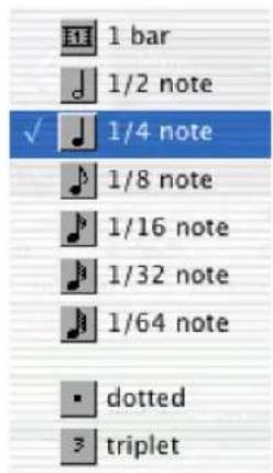 1 bar 1/2 note 1/4 note 1/8 note 1/16 note 1/32 note 1/64 note dotted triplet