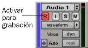 Activar para grabación Audio 1 R I S M waveform Voice dyn Auto read
