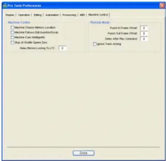 Avid Pro Tools 6.7 - Ficha Machine Control de Preferences - 1