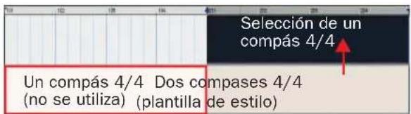 Selección de un compás 4/4 Un compás 4/4 Dos compases 4/4 (no se utiliza) (plantilla de estilo)