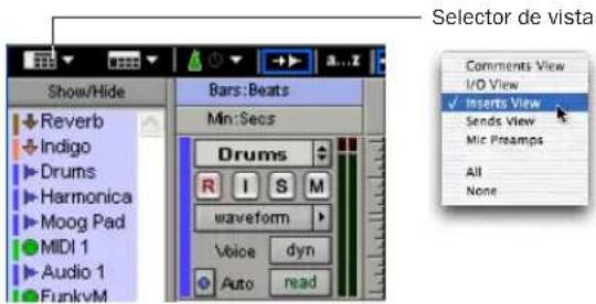 Avid Pro Tools 6.7 - Para mostrar u ocultar inserciones: - 2