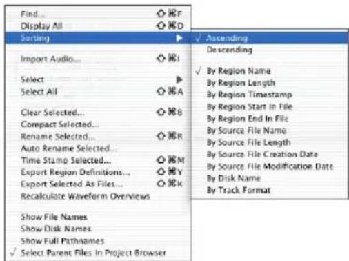 Avid Pro Tools 6.7 - Para organizar regiones en una lista de regiones: - 1