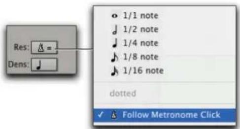 Res: = Dens: 1/1 note 1/2 note 1/4 note 1/8 note 1/16 note dotted ✓ Follow Metronome Click