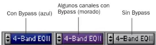 Con Bypass (azul) Algunos canales con Bypass (morado) Sin Bypass 4-Band EQII 4-Band EQII 4-Band EQII