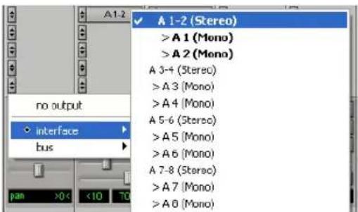 A 1-2 (Stereo) >A 1 (Mono) >A 2 (Mono) A 3-4 (Stereo) >A 3 (Mono) >A 4 (Mono) A 5-6 (Stereo) >A 5 (Mono) >A 6 (Mono) A 7-8 (Stereo) >A 7 (Mono) >A 8 (Mono)