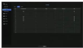 Screenshot of a software interface showing a list of items with numerical values and a dropdown menu open.