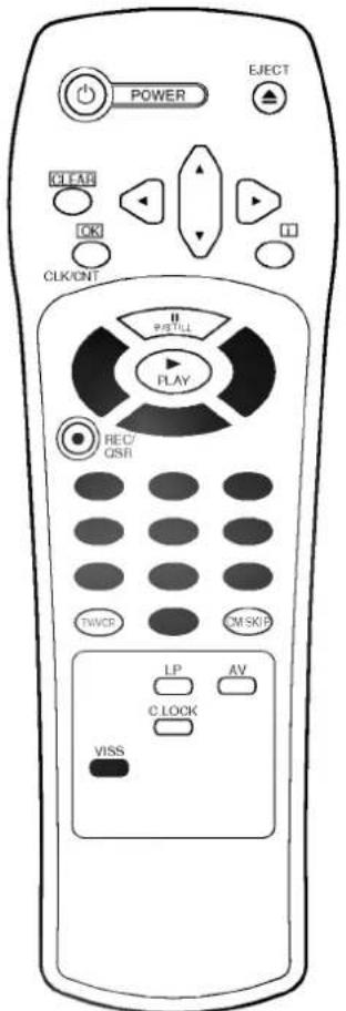 POWER EJECT CLEAR OK CLK/INT H PSTILL PLAY REC/ QSR TWCR CMSKIR LP AV C-LOCK VISS