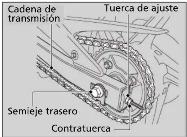 Cadena de transmisión Tuerca de ajuste Semieje trasero Contratuerca