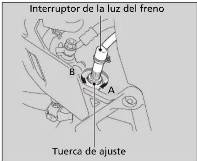 Interruptor de la luz del freno B A Tuerca de ajuste