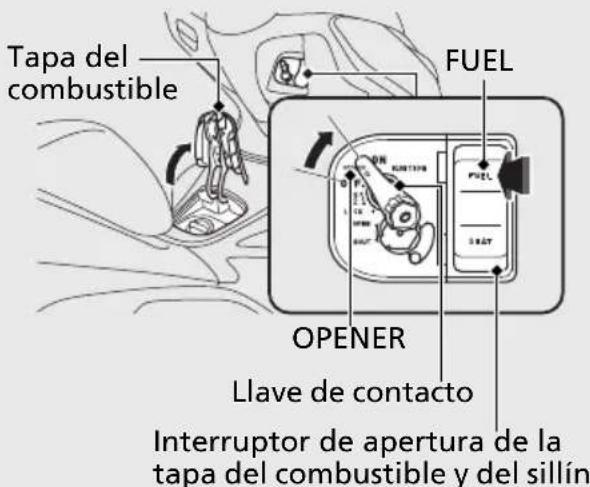 Honda PCX 125 (2013) - Apertura del tapón de llenado del combustible - 1