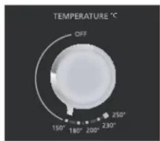 TEMPERATURE °C OFF 150° 180° 200° 230° 250°