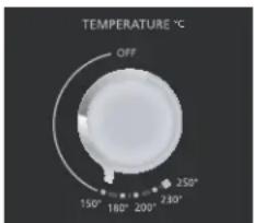 TEMPERATURE °C OFF 150° 180° 200° 230°