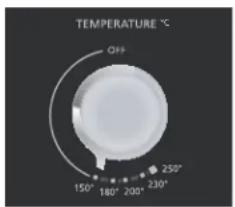 TEMPERATURE °C OFF 150° 180° 200° 230°