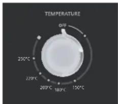 TEMPERATURE OFF 250°C 220°C 200°C 180°C 150°C