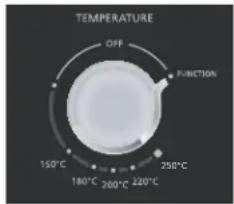 TEMPERATURE OFF FUNCTION 150°C 200°C 250°C 180°C 220°C