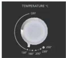 TEMPERATURE °C OFF 150° 180° 200° 230°