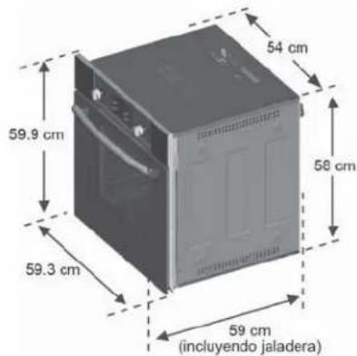 59.3 cm 59.9 cm 54 cm 58 cm 59 cm (incluyendo jaladera)