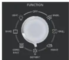 FUNCTION OFF LIGHT BRAIL GRILL CONV. BACE ROAST DEFIRST