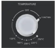 TEMPERATURE OFF FUNCTION 150°C 180°C 200°C 220°C 250°C