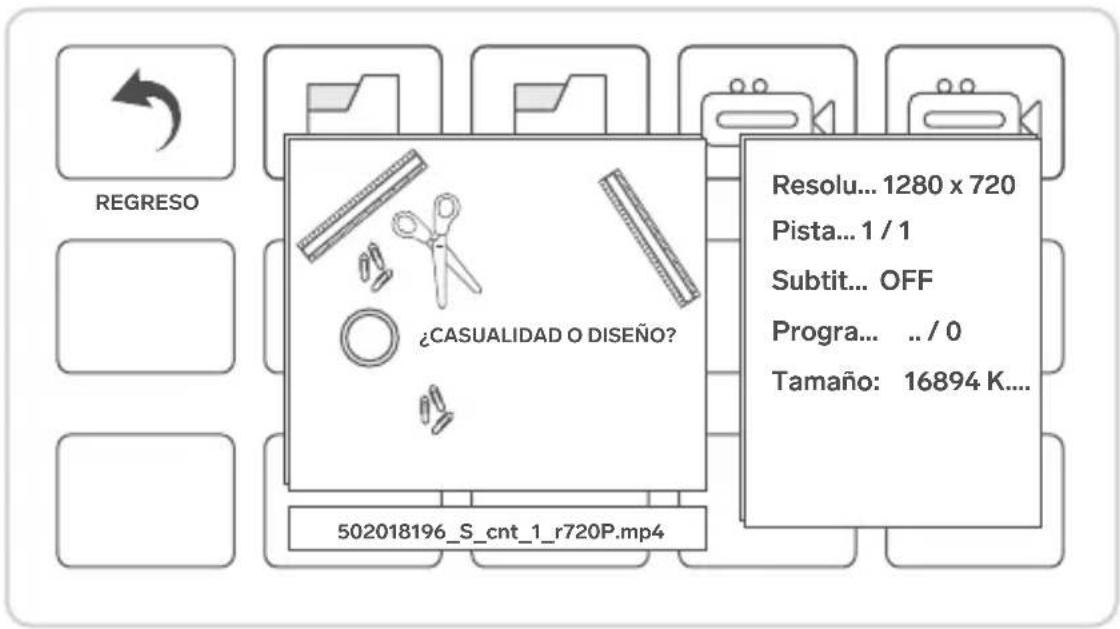 REGRESO ¿CASUALIDAD O DISEÑO? 502018196_S_cnt_1_r720P.mp4 Resolu... 1280 x 720 Pista... 1 / 1 Subtit... OFF Progra... .. / 0 Tamaño: 16894 K....