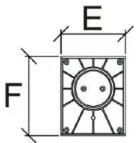 E F