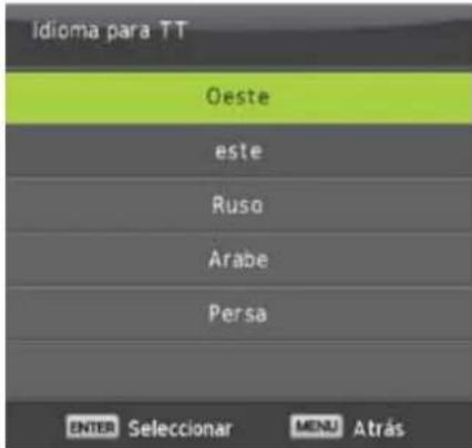 Idioma para TT Oeste este Ruso Arabe Persa ENTER Selecionar MENU Atrás