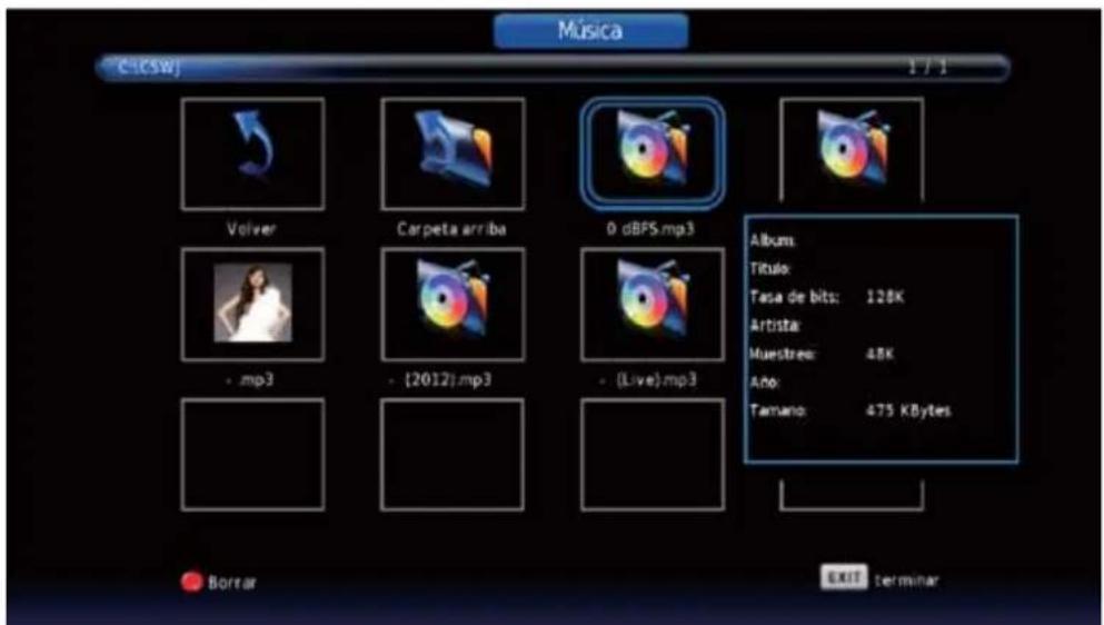 Música C:\CSWJ 1 / 1 Volver Carpeta arriba 0 dBPS.mp3 - .mp3 -(2012)mp3 -(Live)mp3 Album: Titulo: Tasa de bits: 128K Artista: Muestree: 48K Año: Tamano: 475 KBytes Borrar EXIT terminar