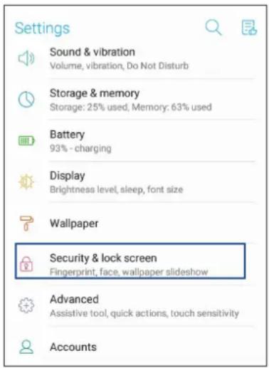 ASUS ZenFone Max M3 - Criação de desbloqueio de face a partir de Configurações - 1