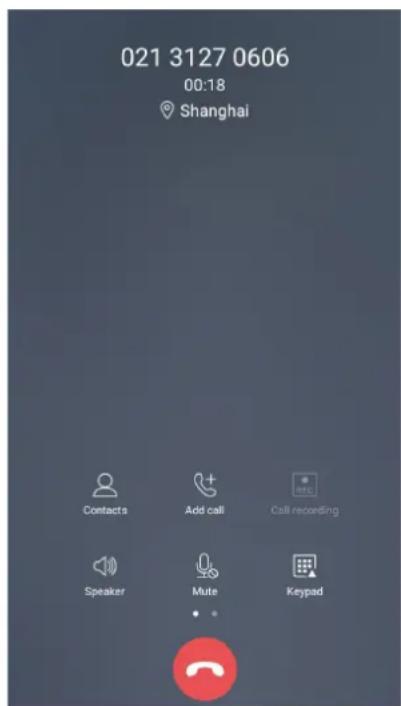 021 3127 0606 00:18 Shanghai Contacts Add call Call recording Speaker Mute Keypad